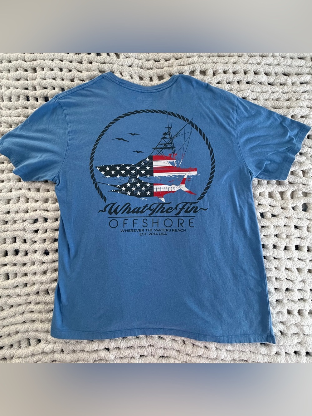 What The Fin Offshore Men's Blue Graphic Tee